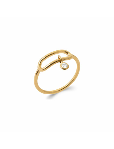 Bague en plaqué or et oxydes de zirconium