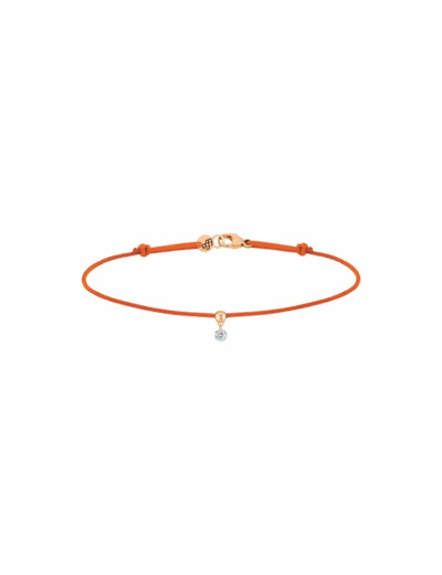 Bracelet sur cordon La Brune & La Blonde BB orange en or rose et diamant de 0.07ct