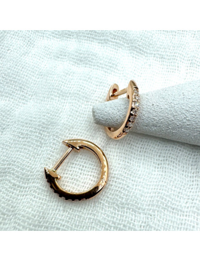 Mini créoles en Or Rose avec diamants
