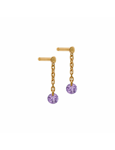 Boucles d'oreilles pendantes La Brune & La Blonde CONFETTI en or rose et améthyste de 0.20ct