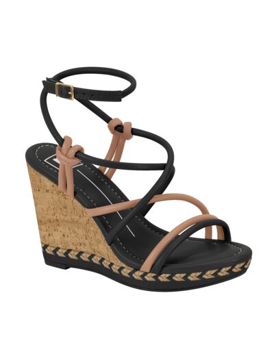 Sandale talon compensee femme noir