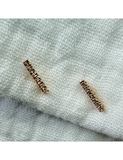 Boucles d'oreilles barres en Or Rose et diamants
