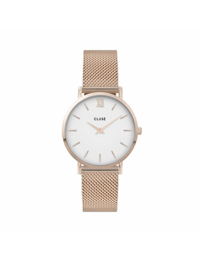 Montre Cluse Minuit Mesh, Rose Gold, White/Rose Gold