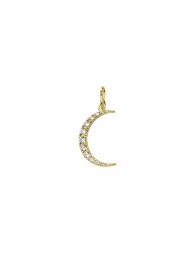 Pendentif Mya Bay Moon en métal doré et fines pierres blanches