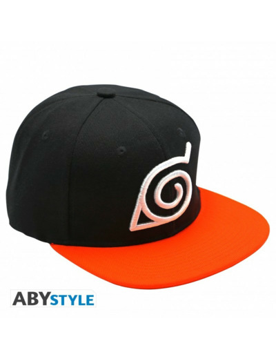 NARUTO SHIPPUDEN - Casquette snapback- Noir & Orange - Konoha