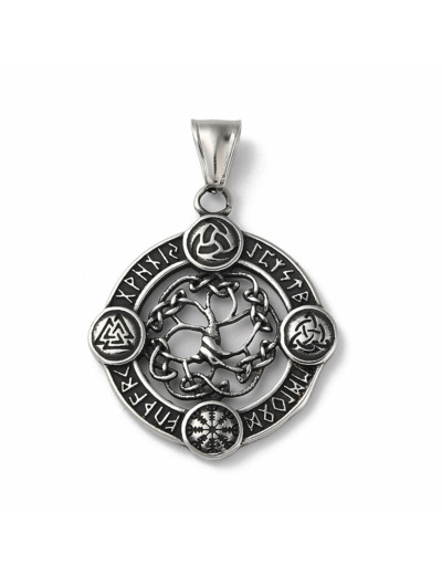 Pendentif rune et arbre de vie nordique
