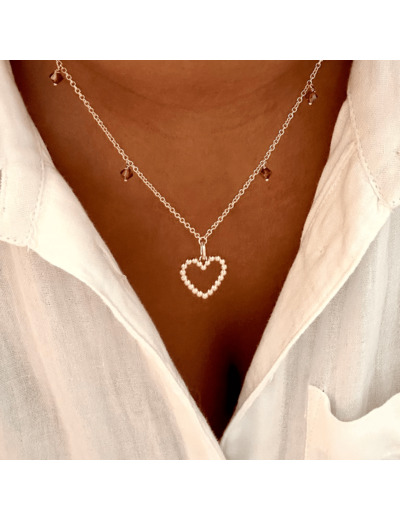 Collier Coeur brillant en plaqué or 3 microns