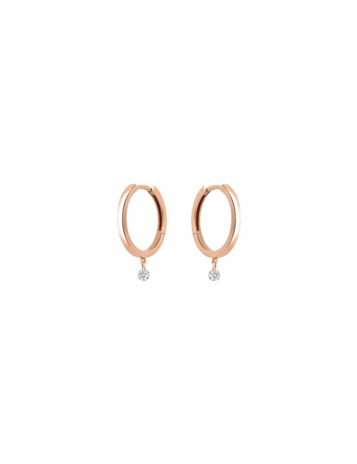 Créoles La Brune & La Blonde 360° en or rose et diamants 0,14ct