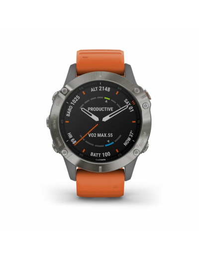 Montre connectée Garmin fenix 6 Sapphire avec bracelet orange 010-02158-14