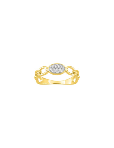 Bague en or jaune, rhodium et oxydes de zirconium