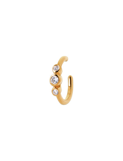 Mono boucle d'oreille en plaqué or et oxyde de zirconium