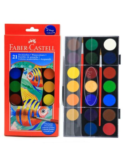 Boite de 21 pastilles de gouache Faber Castell Junior