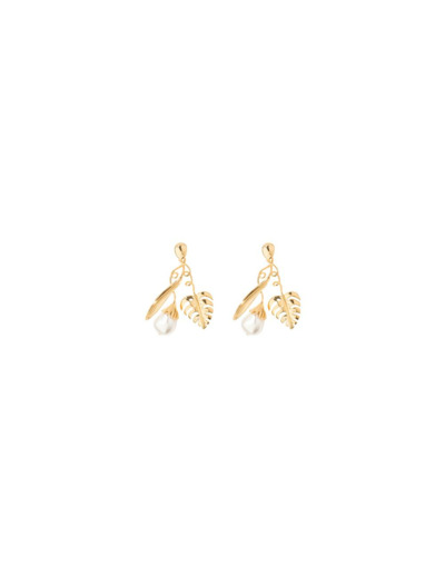 Boucles d'oreilles Aurélie Bidermann Grigri en métal doré et perle