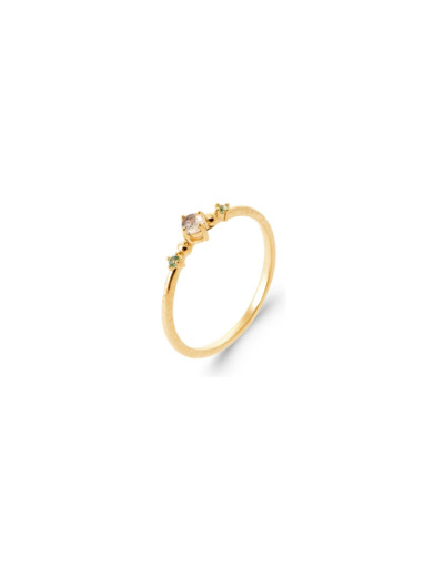 Bague en plaqué or et oxydes de zirconium