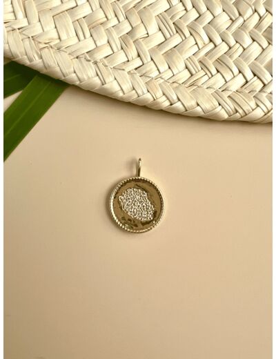 Collection GEM - Pendentif rond Carte de la reunion Oz