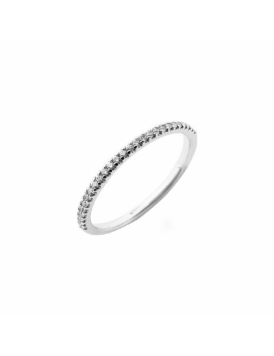 Alliance demi tour serti griffe en or blanc et diamants de 0.15ct