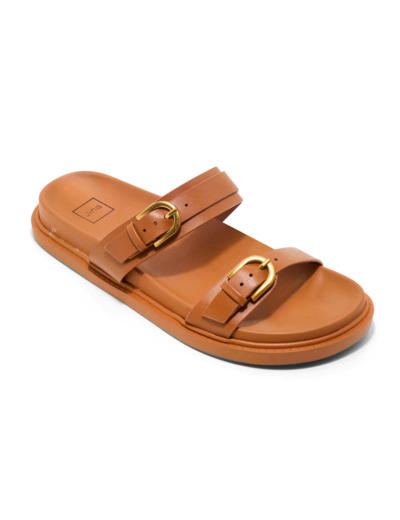 Mule plate femme cognac