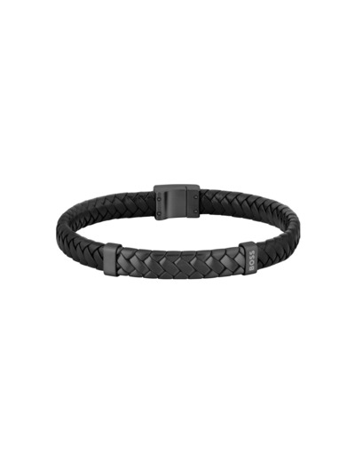 Bracelet BOSS Tailored en cuir et acier PVD
