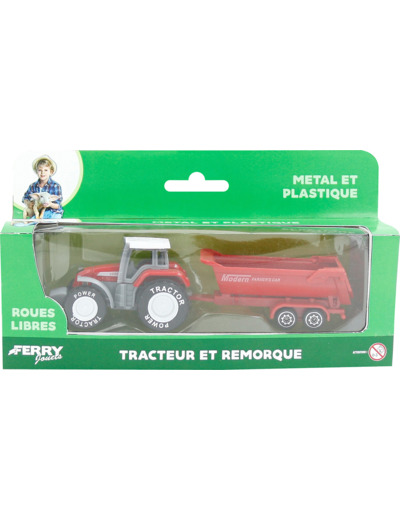 TRACTEUR METAL + REMORQUE 4 ASSORTIS