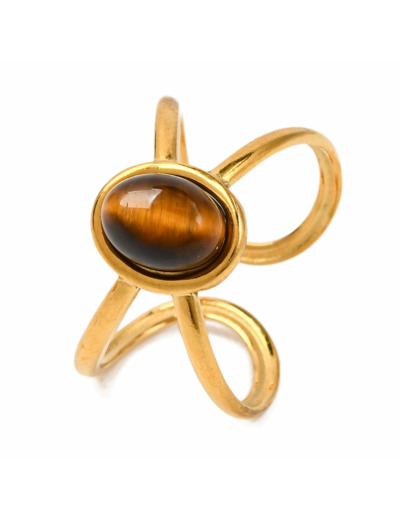Bague manchette oeil de tigre