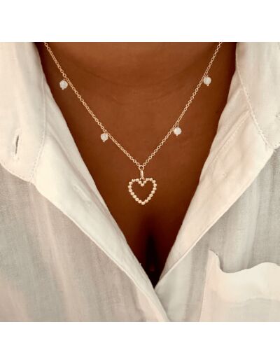 Collier Coeur brillant en plaqué or 3 microns