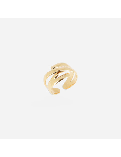 Bague ZAG en acier doré, réglable