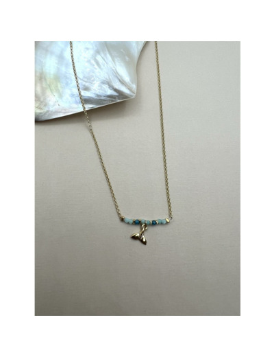 Collier ras de cou Indriya Bermude en vermeil, amazonite et apatite