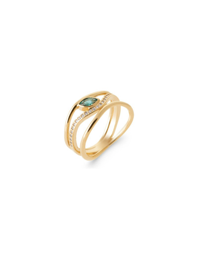 Bague en plaqué or et oxydes de zirconium