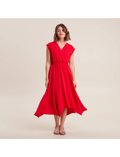 Robe évasée taille smockée
