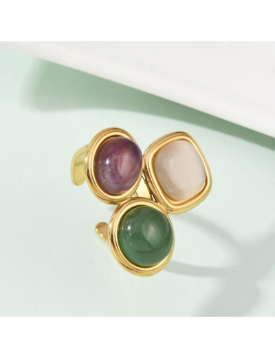 Bague Trio pierre acier inoxydable