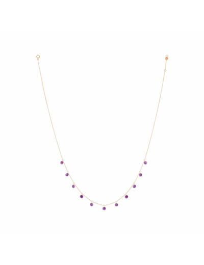 Collier La Brune & La Blonde Polka en or rose et lepidolite, 42cm