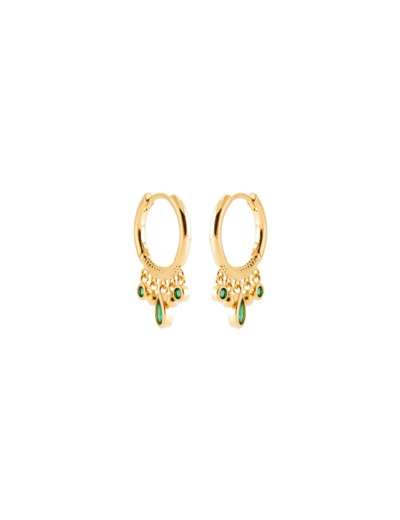 Boucles d'oreilles créoles en plaqué or et pierres de couleurs