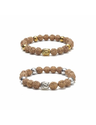 Bracelet Rudrashka bouddha et perle de 6mm