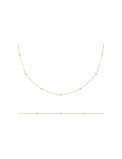 Collier en plaqué or et perle, 45 cm
