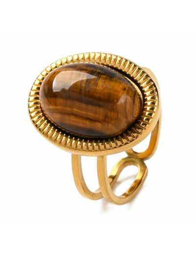 Bague Oeil de tigre ovale