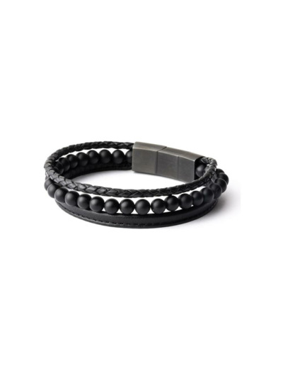 Bracelet Gemini Classics en acier et onyx