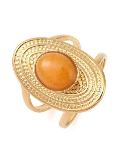 Bague plateau ovale jade jaune