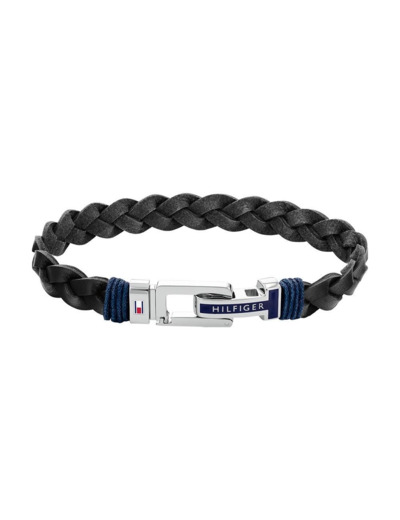 Bracelet Homme Tommy Hilfiger cuir noir