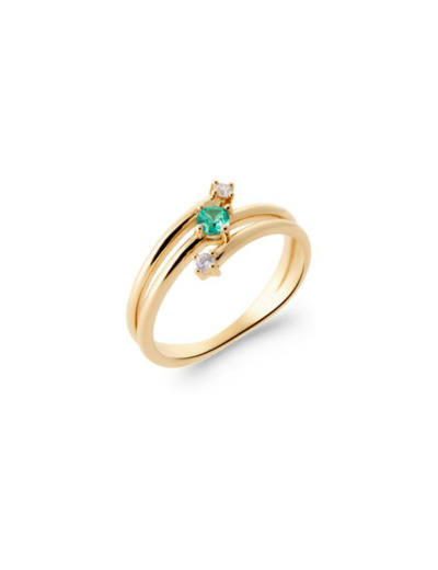 Bague en plaqué or et oxyde de zirconium