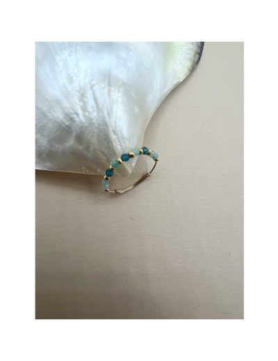Bague ajustable Indriya Perline en plaqué or et amazonite