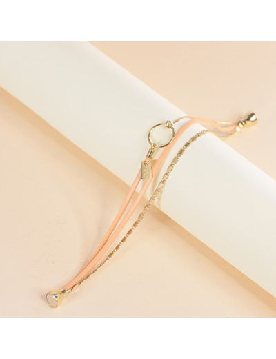Bracelet Flowersforzoé en cuir et métal doré