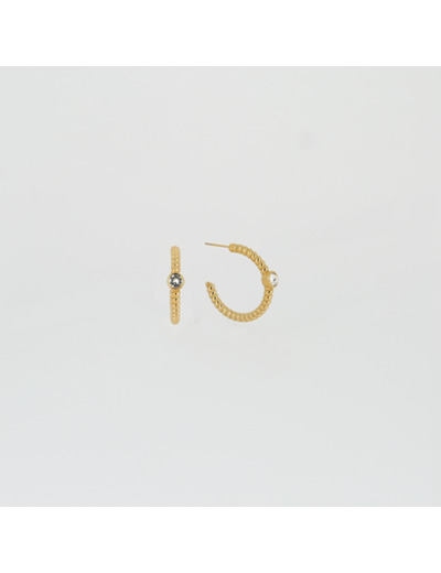 Boucles d'oreilles ZAG en acier doré et cristal