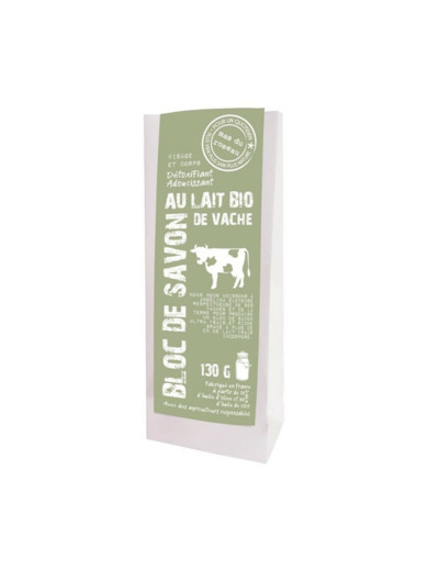 BLOC DE SAVON AU LAIT BIO DE VACHE MAS DU ROSEAU 130G