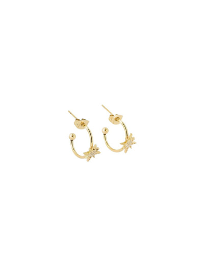 Boucles d'oreilles créoles ZAG Copernic en acier doré et oxydes de zirconium