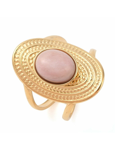 Bague plateau ovale rhodonite