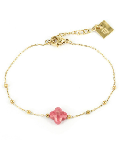 Bracelet ZAG en acier doré et rhodonite