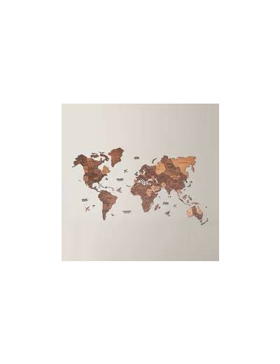 Carte du monde en bois 3D Oak M