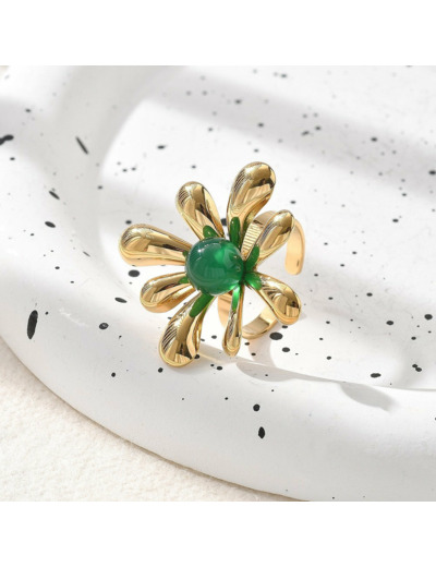 Bague fleur jade malaisien