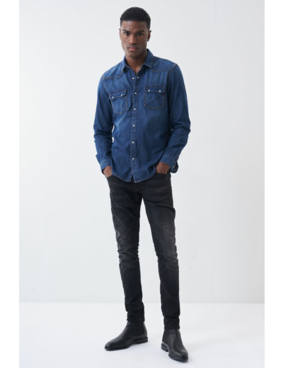 Chemise slim S-Repel en denim