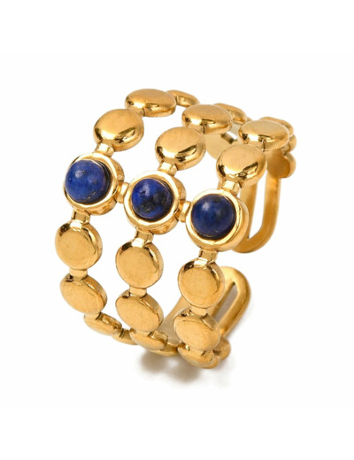 Bague 3 rangs lapis lazuli